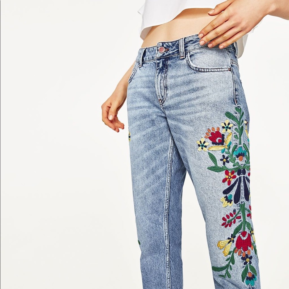 Zara Embroidered Jeans